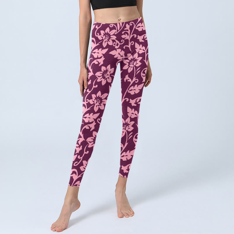 Buddha Stonesピンクひまわりプリント ジムレギンス レディース ヨガパンツ - image 6