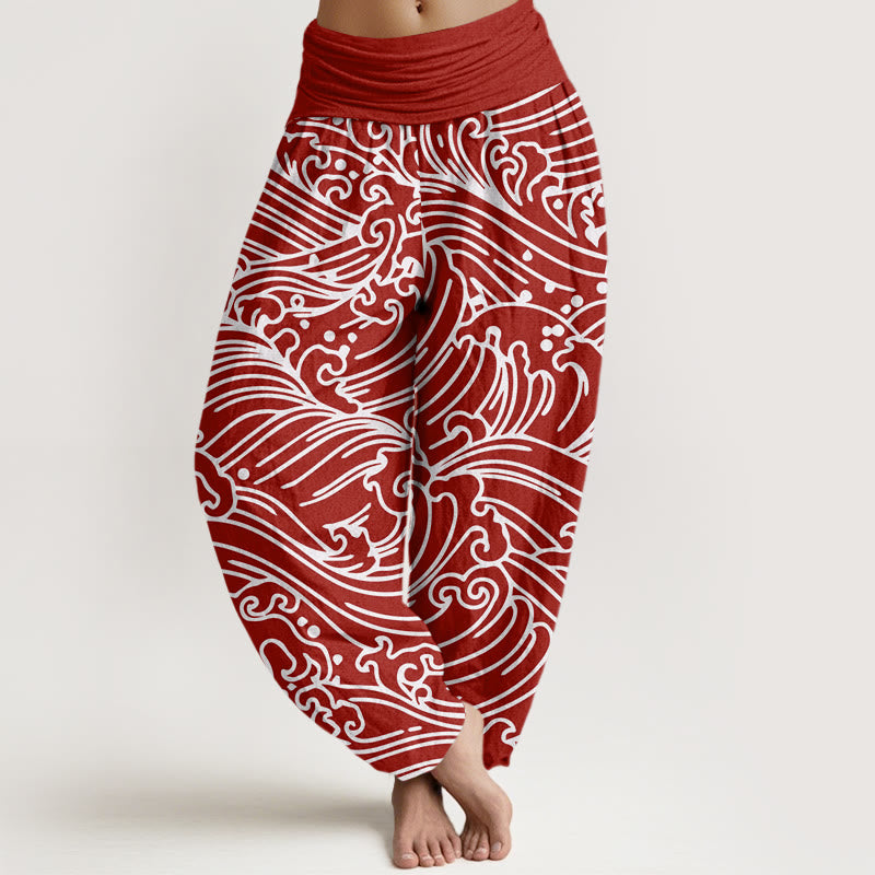 Buddha Stonesのラフウェーブ柄レディース伸縮性ウエストハーレムパンツ - クリムゾン - US22、 UK/AU26、 EU54 (6XL) - image 5