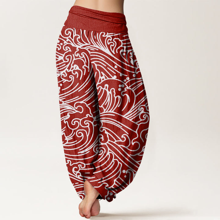 Buddha Stonesのラフウェーブ柄レディース伸縮性ウエストハーレムパンツ - image 6