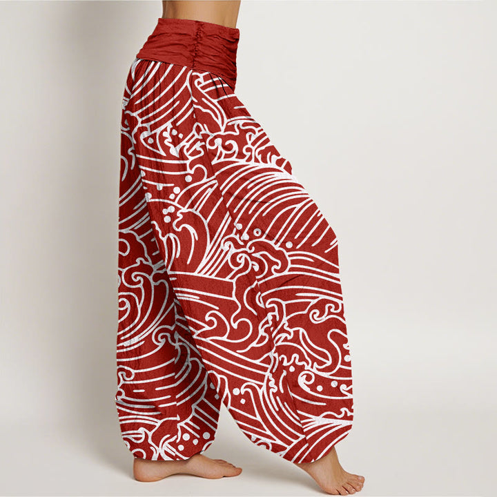 Buddha Stonesのラフウェーブ柄レディース伸縮性ウエストハーレムパンツ - image 7