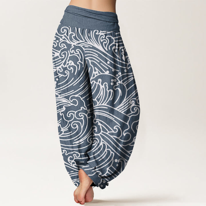 Buddha Stonesのラフウェーブ柄レディース伸縮性ウエストハーレムパンツ - image 9
