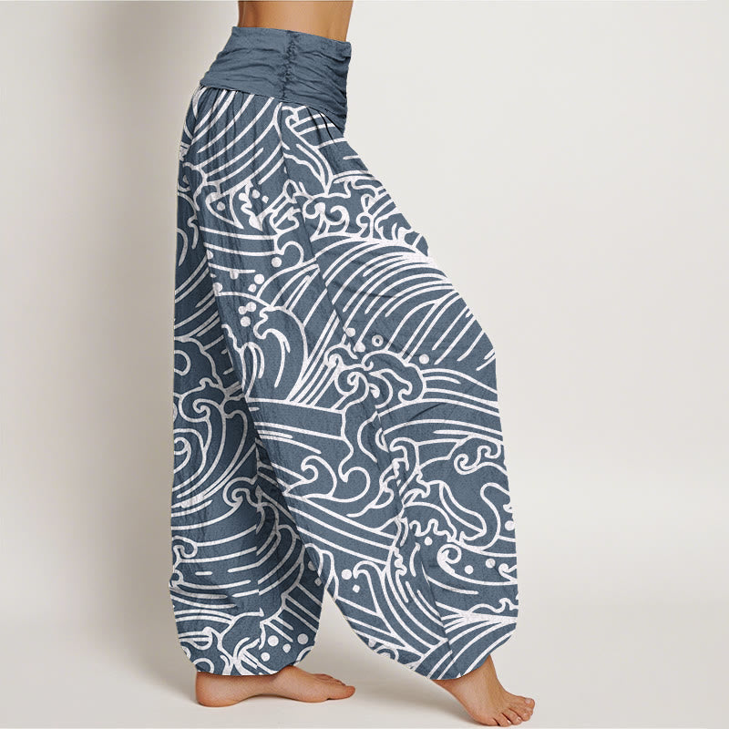 Buddha Stonesのラフウェーブ柄レディース伸縮性ウエストハーレムパンツ - image 10