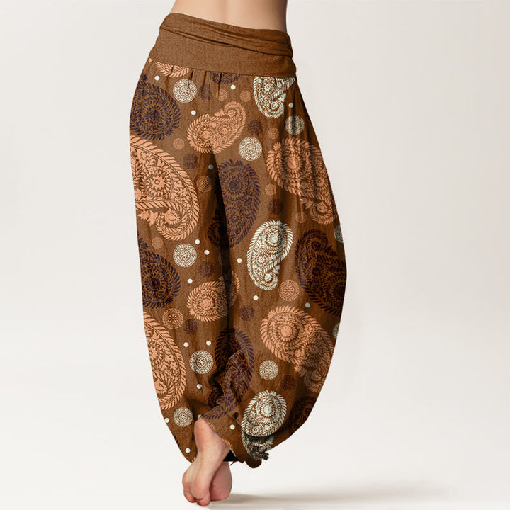 Buddha Stones、カシューナッツ、花、葉、つる、ひまわり柄、レディース、伸縮性ウエスト、ハーレムパンツ - image 6