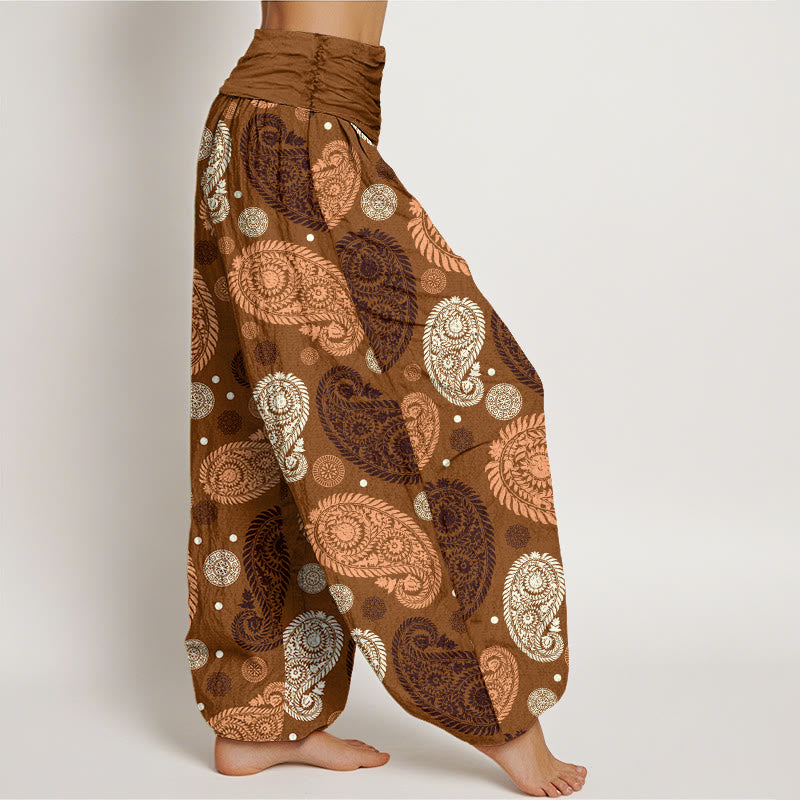 Buddha Stones、カシューナッツ、花、葉、つる、ひまわり柄、レディース、伸縮性ウエスト、ハーレムパンツ - image 7