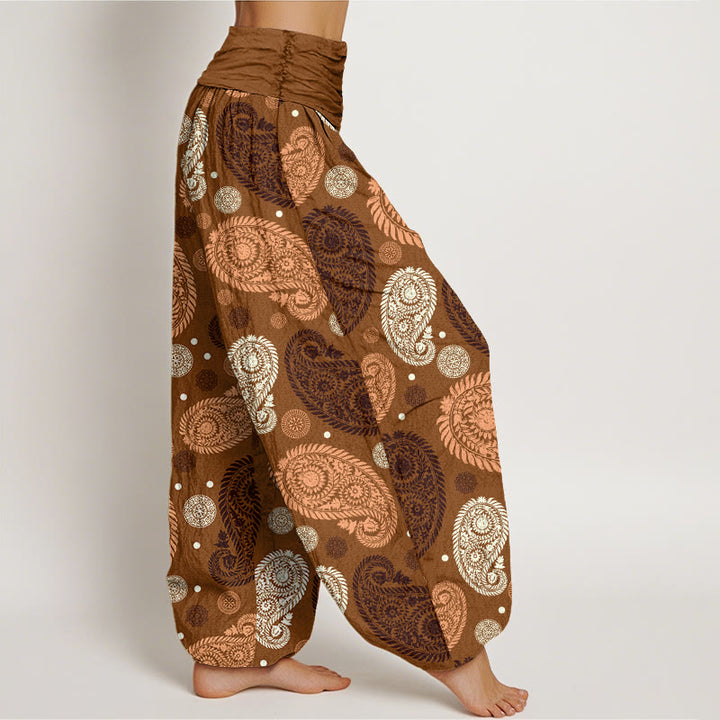 Buddha Stones、カシューナッツ、花、葉、つる、ひまわり柄、レディース、伸縮性ウエスト、ハーレムパンツ - image 7