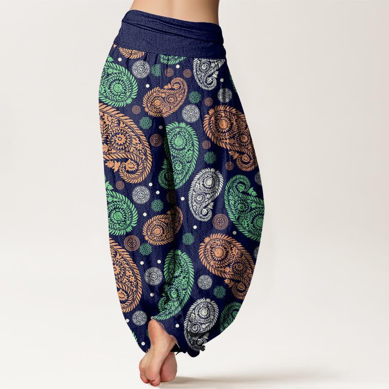 Buddha Stones、カシューナッツ、花、葉、つる、ひまわり柄、レディース、伸縮性ウエスト、ハーレムパンツ - image 9