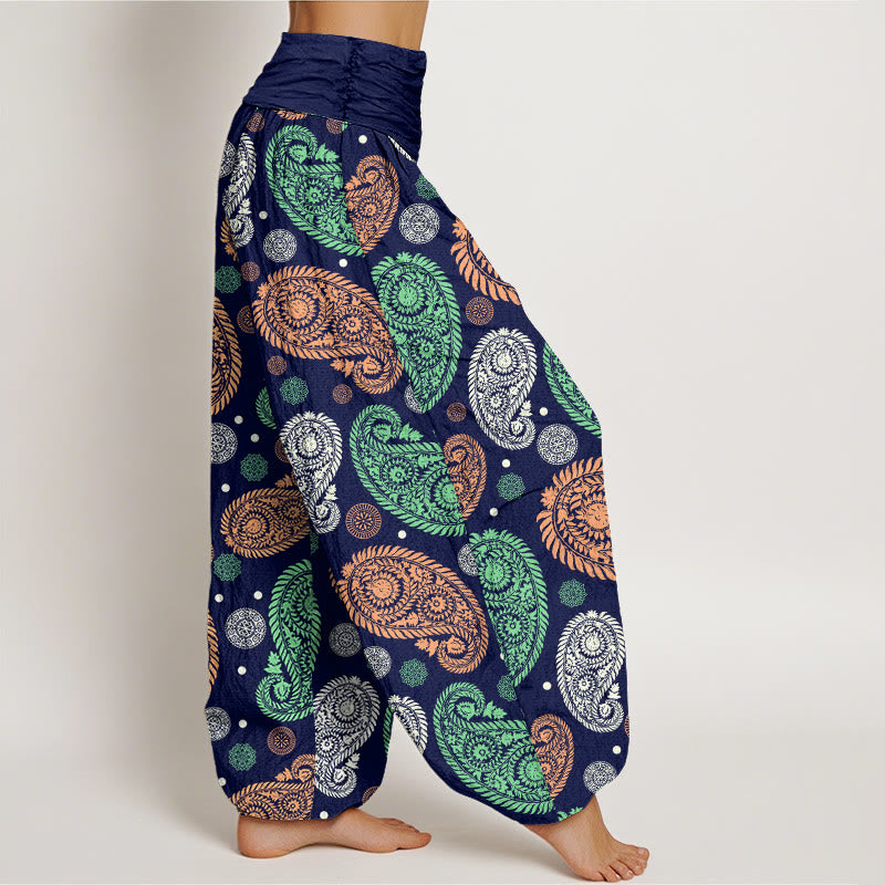Buddha Stones、カシューナッツ、花、葉、つる、ひまわり柄、レディース、伸縮性ウエスト、ハーレムパンツ - image 10