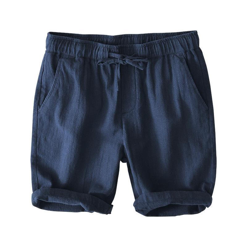 Buddha Stones夏用 無地 ドローストリング 伸縮性ウエスト メンズ コットンリネン ショートパンツ ポケット付き - image 32