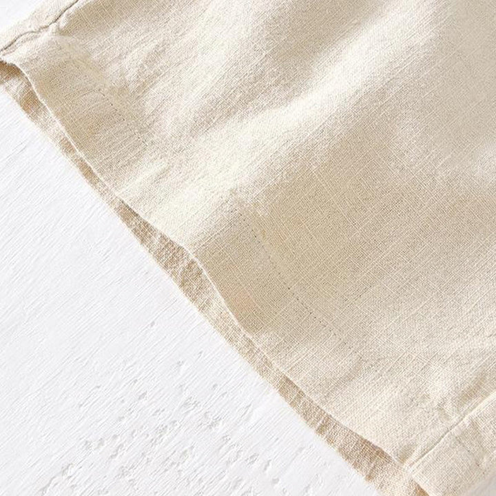 Buddha Stones夏用 無地 ドローストリング 伸縮性ウエスト メンズ コットンリネン ショートパンツ ポケット付き - image 4