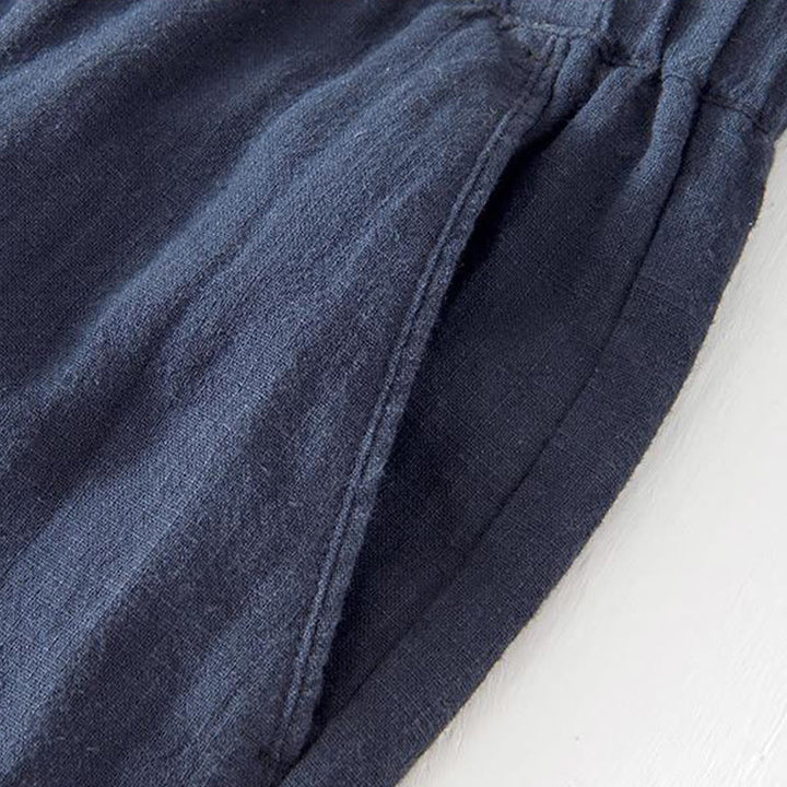 Buddha Stones夏用 無地 ドローストリング 伸縮性ウエスト メンズ コットンリネン ショートパンツ ポケット付き - image 30