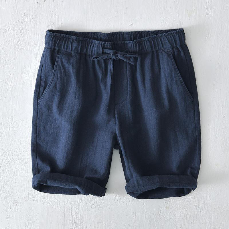 Buddha Stones夏用 無地 ドローストリング 伸縮性ウエスト メンズ コットンリネン ショートパンツ ポケット付き - ミッドナイトブルー - US/UK/AU44、 EU54 (4XL) - image 27