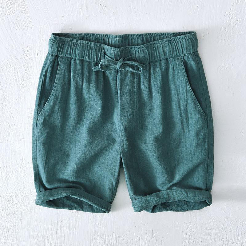 Buddha Stones夏用 無地 ドローストリング 伸縮性ウエスト メンズ コットンリネン ショートパンツ ポケット付き - ティール - US/UK/AU44、 EU54 (4XL) - image 21