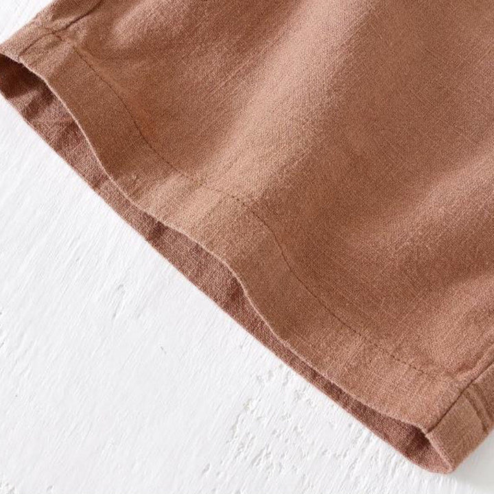 Buddha Stones夏用 無地 ドローストリング 伸縮性ウエスト メンズ コットンリネン ショートパンツ ポケット付き - image 37