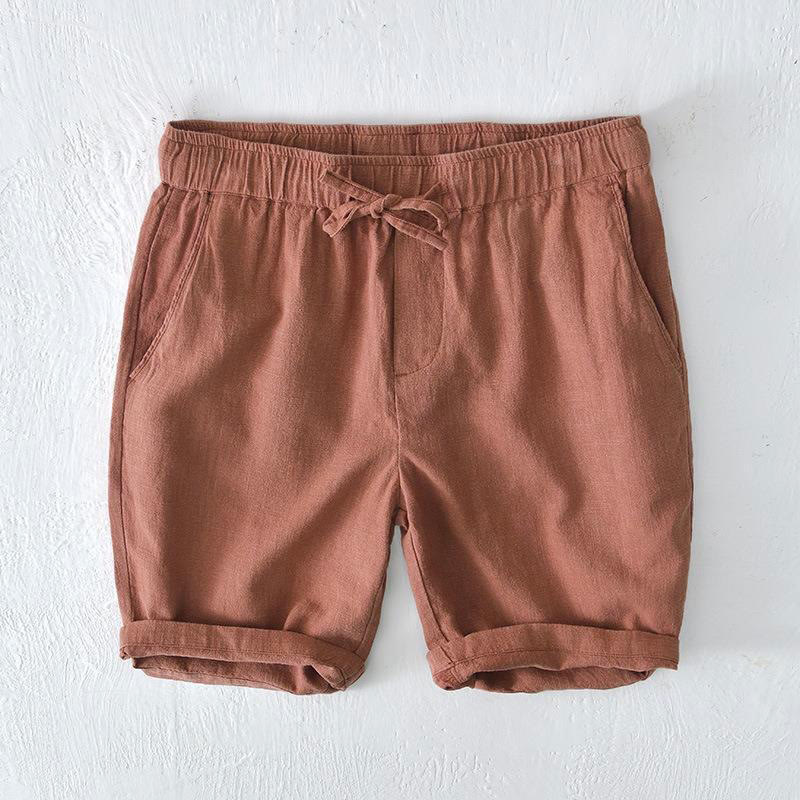 Buddha Stones夏用 無地 ドローストリング 伸縮性ウエスト メンズ コットンリネン ショートパンツ ポケット付き - サンディブラウン - US/UK/AU44、 EU54 (4XL) - image 33