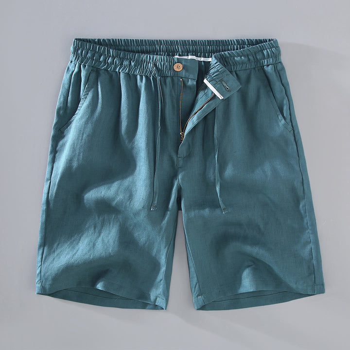 Buddha Stones夏用 無地 ドローストリングボタンデザイン メンズ リネン ショートパンツ ポケット付き - ダークシアン - US/UK/AU42、 EU52 (3XL) - image 11