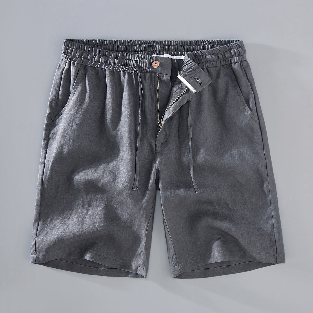 Buddha Stones夏用 無地 ドローストリングボタンデザイン メンズ リネン ショートパンツ ポケット付き - ディムグレー - US/UK/AU42、 EU52 (3XL) - image 12