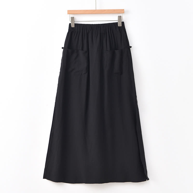 Buddha Stones無地 裾スリットデザイン レディース スカートパンツ ポケット付き - 黒 - US8-10，UK/AU12-14，EU40-42 (2XL) - image 22