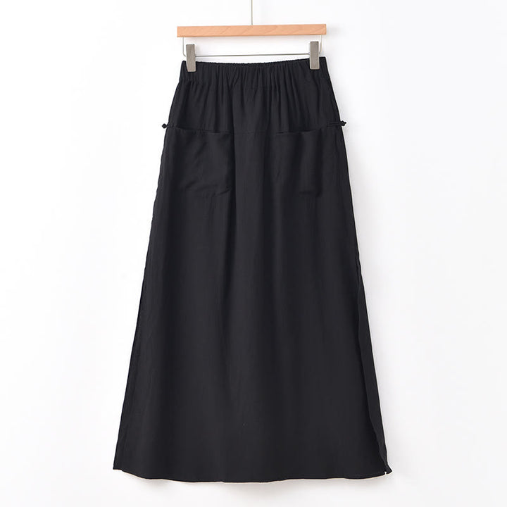 Buddha Stones無地 裾スリットデザイン レディース スカートパンツ ポケット付き - 黒 - US8-10，UK/AU12-14，EU40-42 (2XL) - image 22