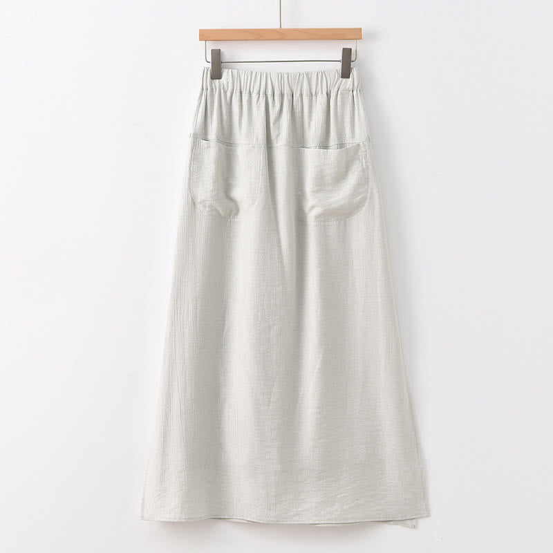 Buddha Stones無地 裾スリットデザイン レディース スカートパンツ ポケット付き - リネン - US8-10，UK/AU12-14，EU40-42 (2XL) - image 21