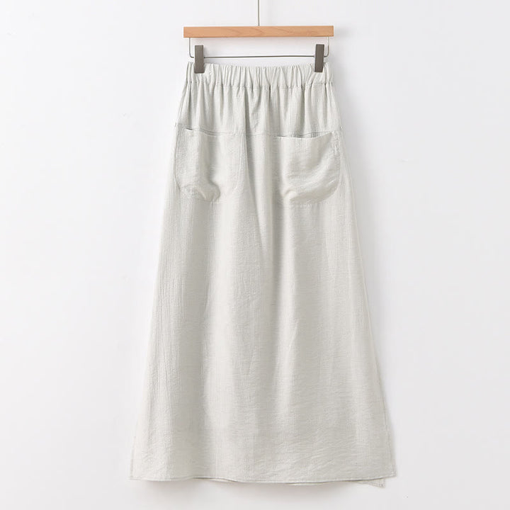 Buddha Stones無地 裾スリットデザイン レディース スカートパンツ ポケット付き - リネン - US8-10，UK/AU12-14，EU40-42 (2XL) - image 21