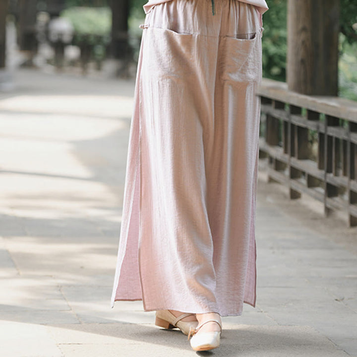 Buddha Stones無地 裾スリットデザイン レディース スカートパンツ ポケット付き - image 14