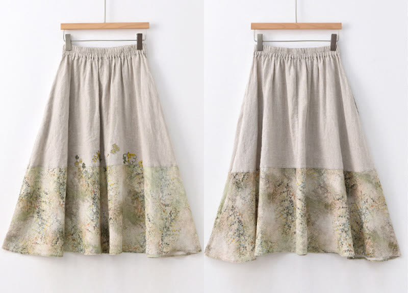 Buddha Stonesヴィンテージプリント レディース リネン 7-8丈スカート ポケット付き - image 15