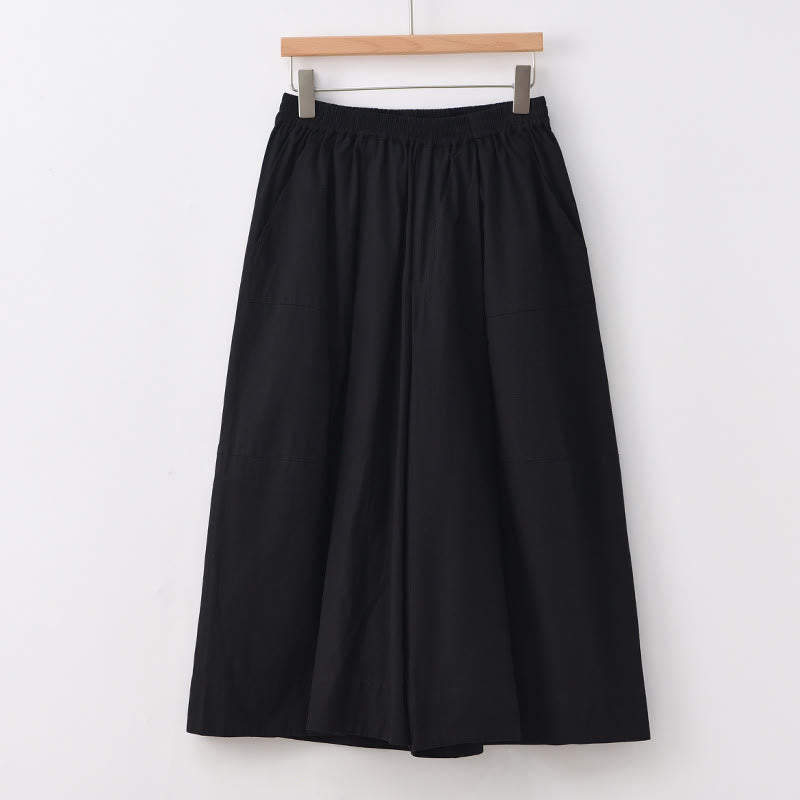 Buddha Stonesカジュアル 無地 コットン ハイウエスト レディース ワイドレッグ カプリ クロップドパンツ ポケット付き - 黒 - US8-10，UK/AU12-14，EU40-42 (2XL) - image 21