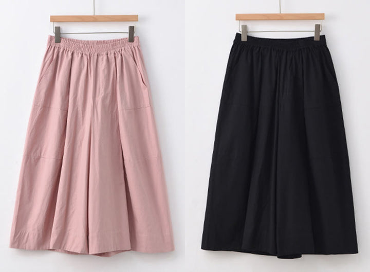 Buddha Stonesカジュアル 無地 コットン ハイウエスト レディース ワイドレッグ カプリ クロップドパンツ ポケット付き - image 22