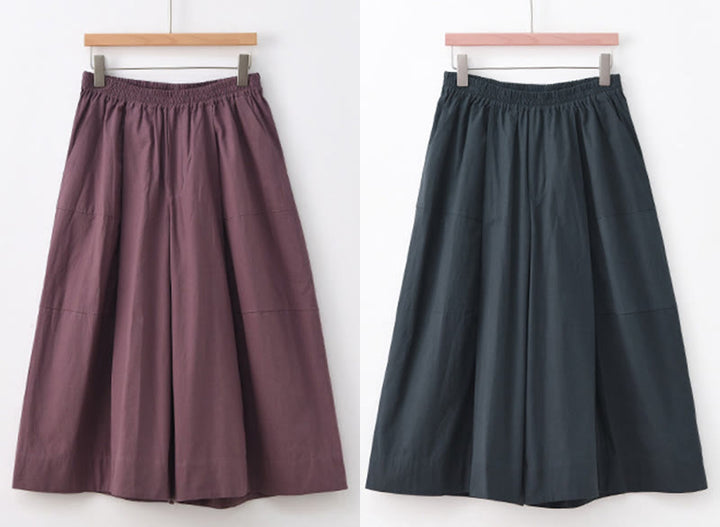 Buddha Stonesカジュアル 無地 コットン ハイウエスト レディース ワイドレッグ カプリ クロップドパンツ ポケット付き - image 22