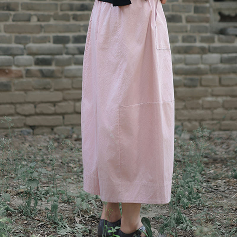 Buddha Stonesカジュアル 無地 コットン ハイウエスト レディース ワイドレッグ カプリ クロップドパンツ ポケット付き - image 14