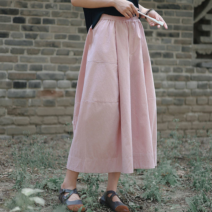 Buddha Stonesカジュアル 無地 コットン ハイウエスト レディース ワイドレッグ カプリ クロップドパンツ ポケット付き - image 11