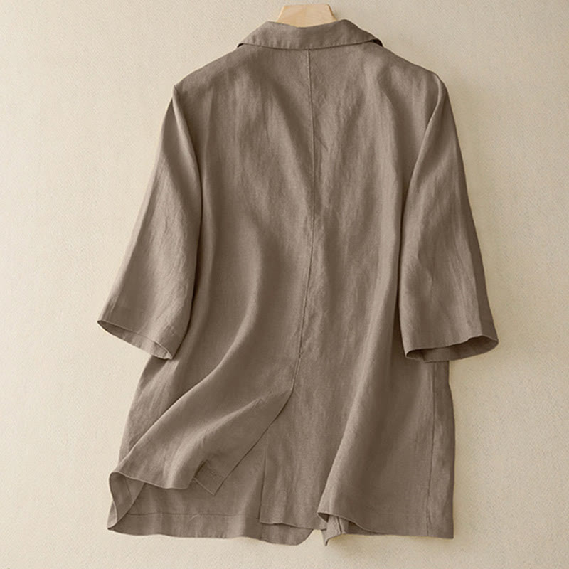 Buddha Stonesレディース 七分袖 ボタン付きコットン スモールスーツジャケット ポケット付き - image 2