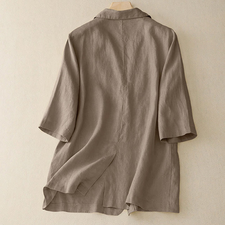 Buddha Stonesレディース 七分袖 ボタン付きコットン スモールスーツジャケット ポケット付き - image 2