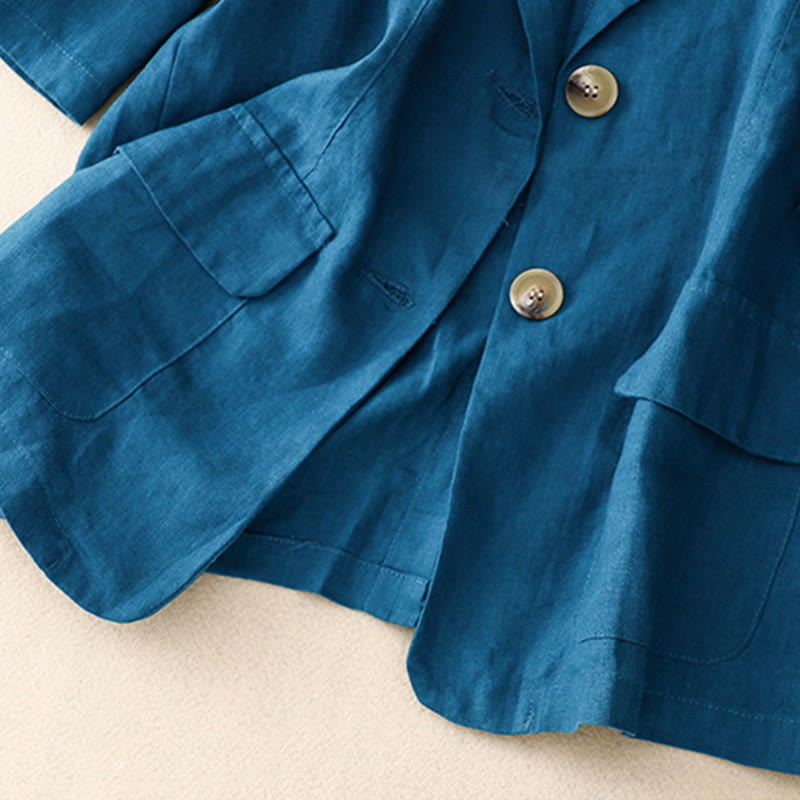 Buddha Stonesレディース 七分袖 ボタン付きコットン スモールスーツジャケット ポケット付き - image 13