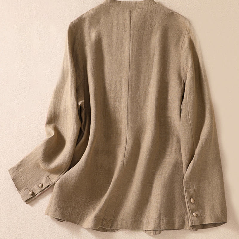 Buddha Stonesレディース コットンリネン スタンドカラー 長袖シャツ ポケット付き - image 23