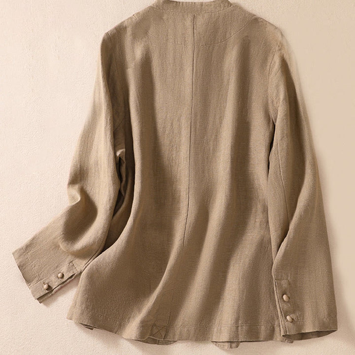Buddha Stonesレディース コットンリネン スタンドカラー 長袖シャツ ポケット付き - image 23