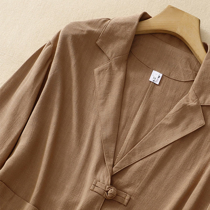 Buddha Stonesレディース コットンリネン フロッグボタン 長袖ジャケット ポケット付き - image 1