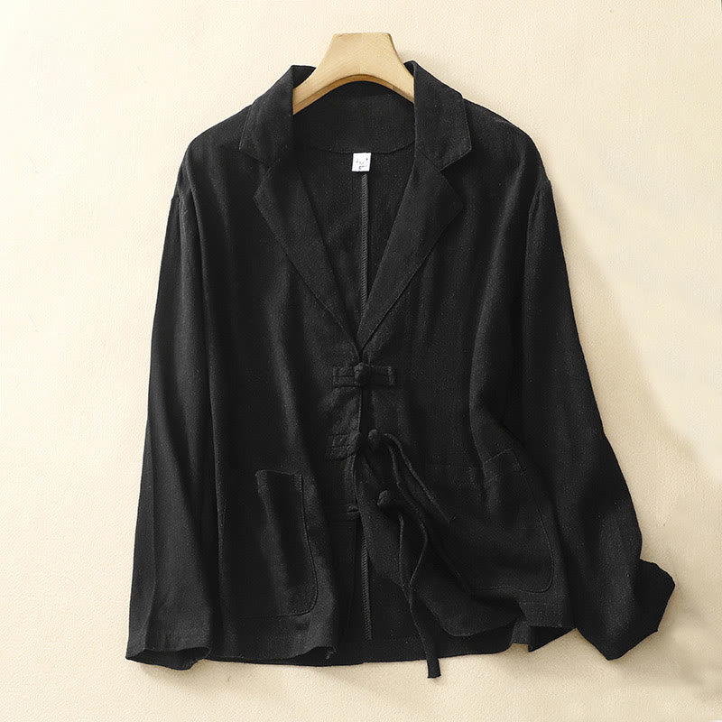 Buddha Stonesレディース コットンリネン フロッグボタン 長袖ジャケット ポケット付き - 黒 - US12、 UK/AU16、 EU44 (2XL) - image 12
