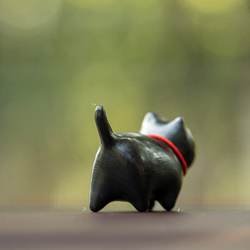 Buddha Stones緑白檀小葉紫檀かわいい猫の動物 心を落ち着かせる平和の装飾 - image 12