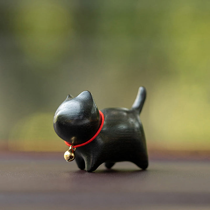 Buddha Stones緑白檀小葉紫檀かわいい猫の動物 心を落ち着かせる平和の装飾 - image 12