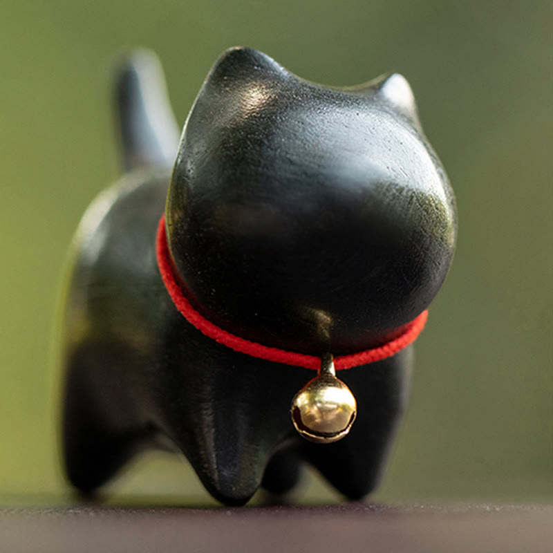 Buddha Stones緑白檀小葉紫檀かわいい猫の動物 心を落ち着かせる平和の装飾 - image 16