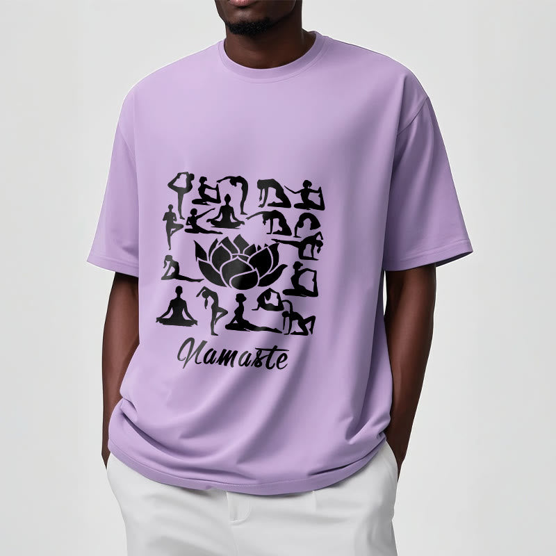 Buddha Stonesカジュアル 蓮の花 様々なヨガのポーズ柄 Tシャツ - image 18