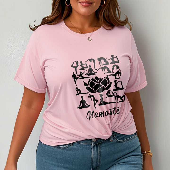 Buddha Stonesカジュアル 蓮の花 様々なヨガのポーズ柄 Tシャツ - image 14