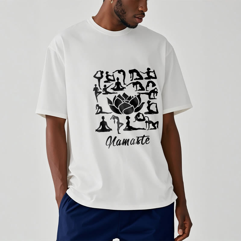 Buddha Stonesカジュアル 蓮の花 様々なヨガのポーズ柄 Tシャツ - image 9