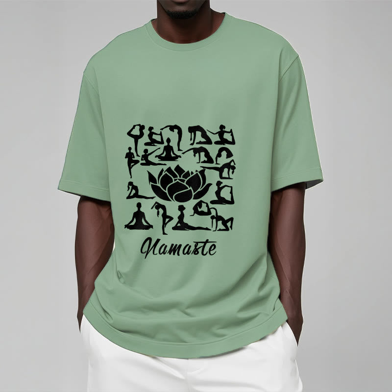 Buddha Stonesカジュアル 蓮の花 様々なヨガのポーズ柄 Tシャツ - image 16