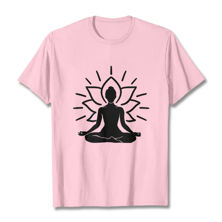 Buddha Stonesカジュアル 瞑想 フィギュア 蓮柄 Tシャツ - ライトピンク - 2XL - image 13