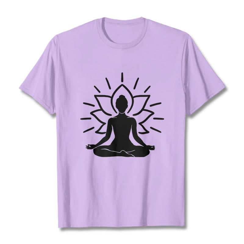 Buddha Stonesカジュアル 瞑想 フィギュア 蓮柄 Tシャツ - 梅 - 2XL - image 17