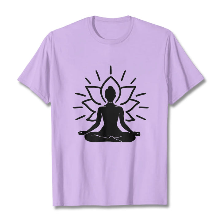 Buddha Stonesカジュアル 瞑想 フィギュア 蓮柄 Tシャツ - 梅 - 2XL - image 17