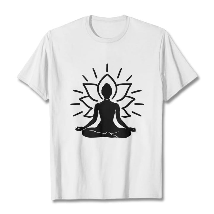 Buddha Stonesカジュアル 瞑想 フィギュア 蓮柄 Tシャツ - 白 - 2XL - image 8