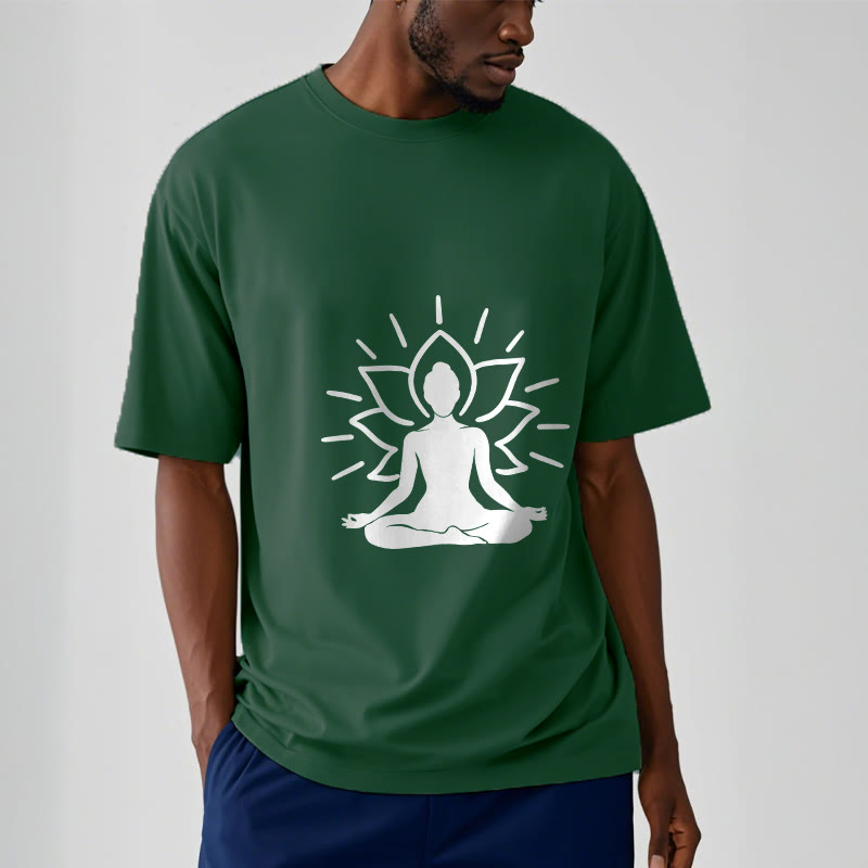 Buddha Stonesカジュアル 瞑想 フィギュア 蓮柄 Tシャツ - image 2